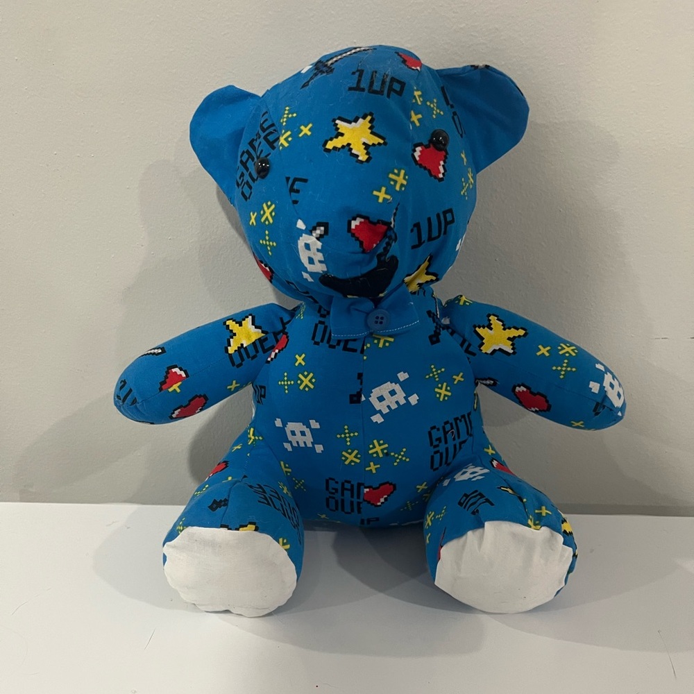Blue Gaming Pattern Teddy Bear